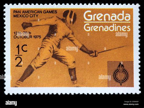 Fencing Postage Stamp Grenada Grenadines Stock Photo Alamy