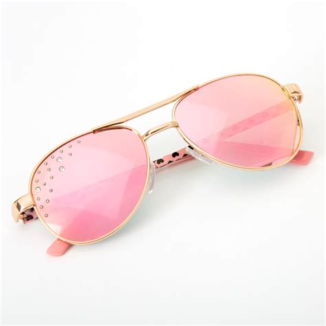 Claires Club Hearts Aviator Sunglasses Pink Claires Us