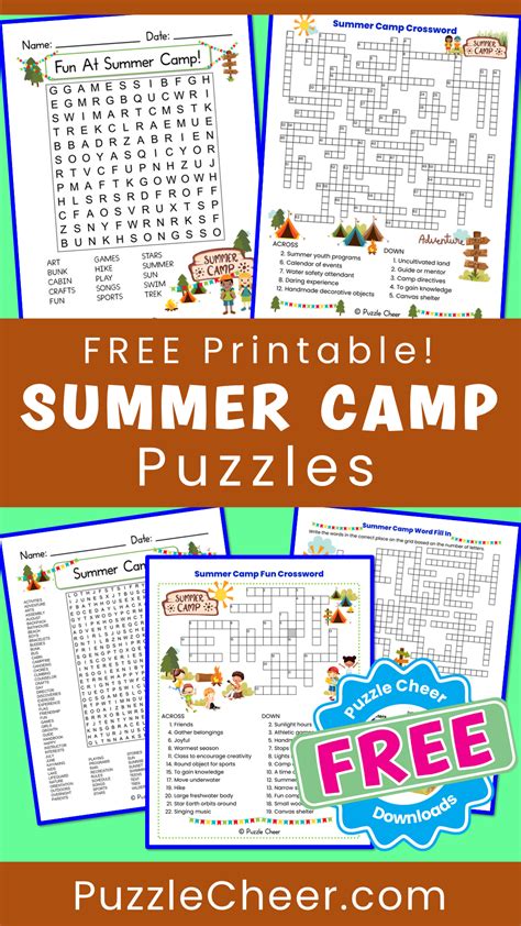 Printable Summer Camp Themed Puzzles Puzzle Cheer