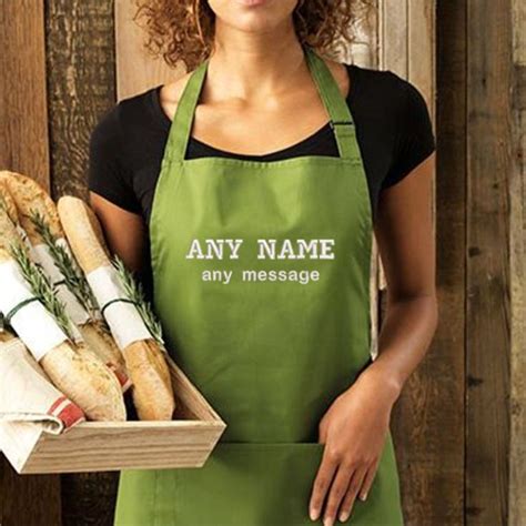 Personalised Embroidered Oasis Green Adult Pocket Bib Apron The T Experience