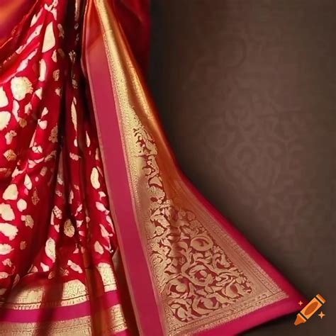 Red Banarasi Silk Saree Motif On Craiyon