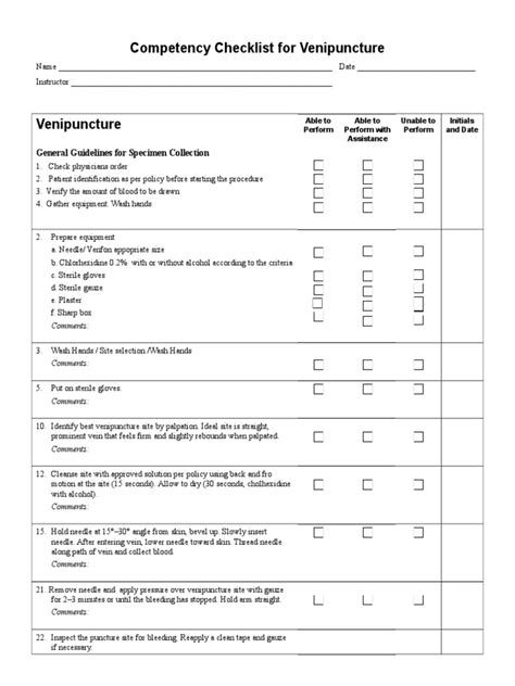 Final I. Competency-checklist-Venipuncture | PDF | Medicine | Clinical ...