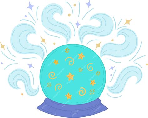 Premium Vector A Magic Crystal Ball With Stars Vector Illustration Of