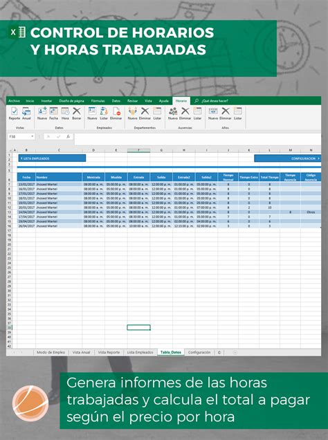 Plantilla Control De Horarios Y Horas Trabajadas Control De Horarios