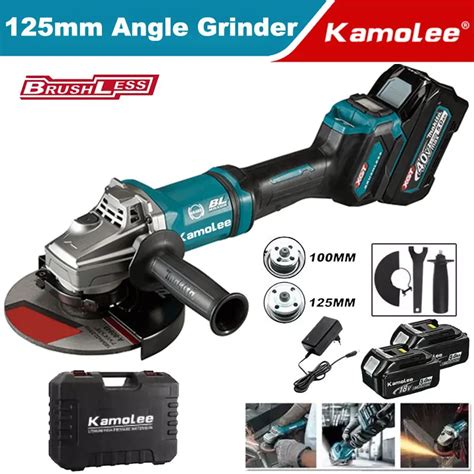 Kamolee Brushless Cordless Angle Grinder 125MM 100MM 18500RPM 4 Speed