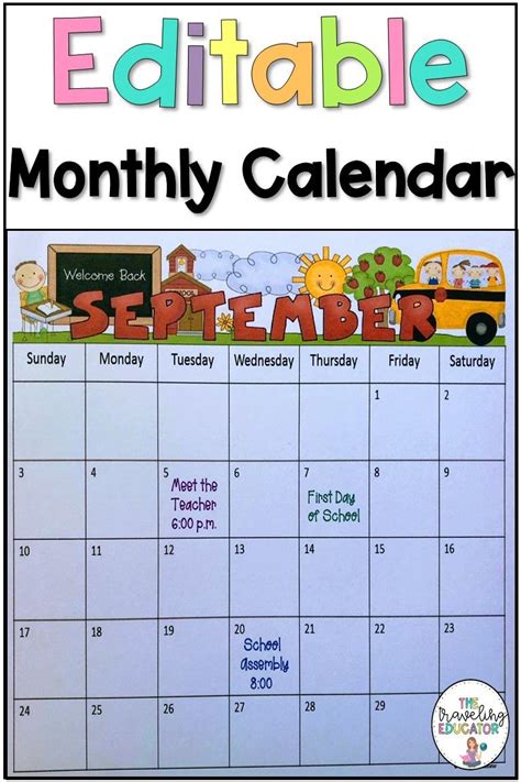 Monthly Calendar 2025 Student Calendar School Calendar Teacher Calendar