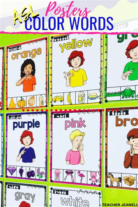 Sign Language Colors Chart Printable