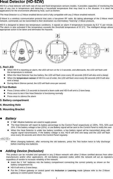 Climax Technology Co Hdzw Heat Detector User Manual Hd Zw Fcc