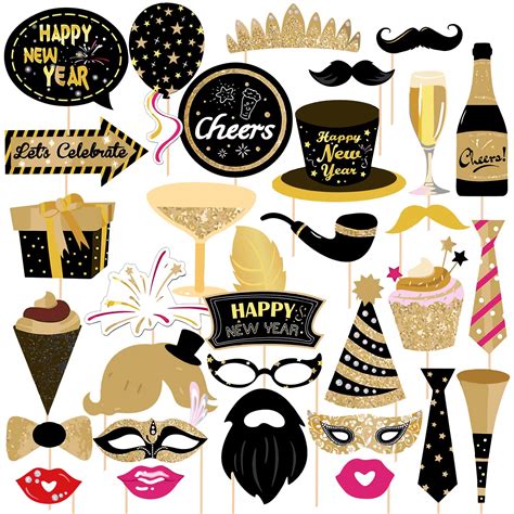 Buy ZYOZIQUENew Year Photo Booth Props 2024 Pack Of 31 New Year