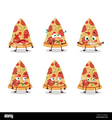 Slice Of Beef Pizza Cartoon Character With Nope Expression Vector