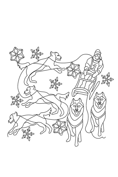 The Dog Sled Coloring Page - Free Printable Coloring Pages