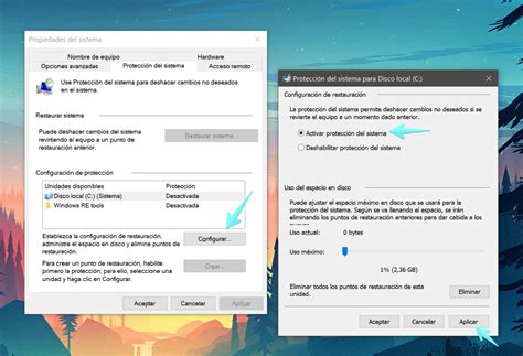 Crear un punto de restauración en Windows 10