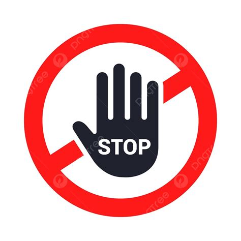 Stop Sign The Hand Stops Line Red Restriction Vector Line Red