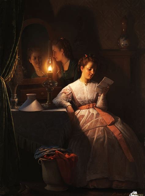 Reading The Love Letter At Candle Light Petrus Van Schendel