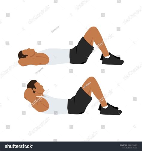 Man Doing Crunches Abdominals Exercise Flat Stock Vector Royalty Free