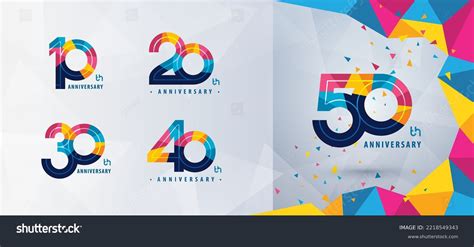 Set Of 10 To 50 Years Anniversary Logotype Royalty Free Stock Vector 2218549343