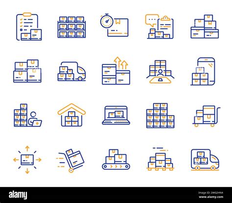 Inventory Line Icons Warehouse Manager Wholesale Stock And Goods