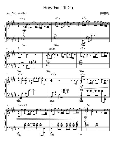 Auli i Cravalho How Far I ll Go Piano Sheet Sheets by 陳柏翰