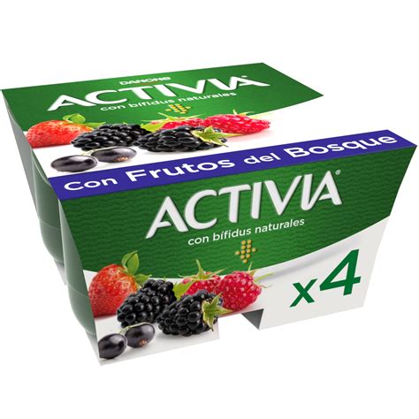 Yogur bífidus con frutos del bosque Danone Activia pack de 4 unidades