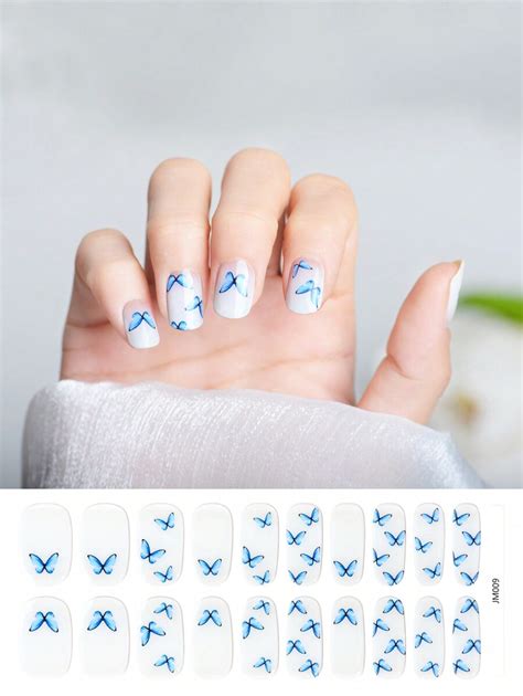 1 feuille 20 pièces Autocollants pour ongles en gel demi durcis pour