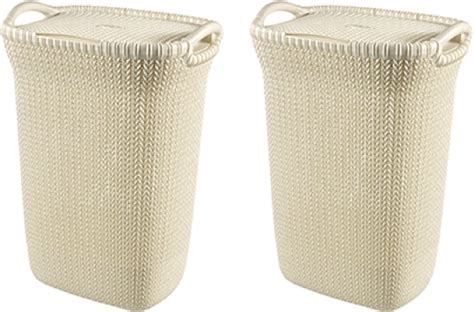 Curver Knit Wasmand Met Deksel L Set Van Oasis White Bol