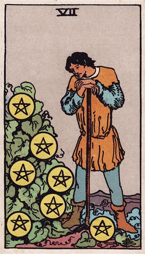 Eight Of Pentacles Reversed And Seven Of Pentacles Tarot Cards Meaning