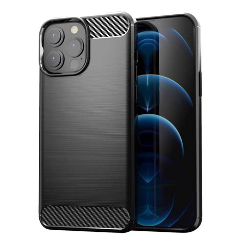 Carbon Case Elastyczne Etui Pokrowiec Iphone Pro Max Czarny Hurtel