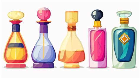 Premium Vector A Collection Of Different Colored Bottles Of Perfumes