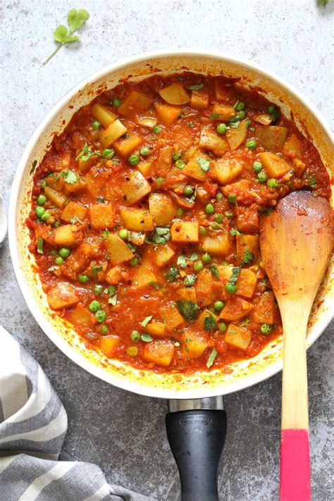 Aloo Matar Indian Peas Potatoes In Tomato Gravy Vegan