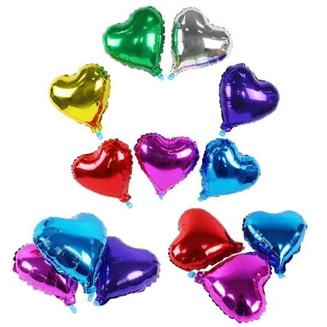 5pcs 10 Inch Heart Aluminum Inflatable Foil Balloons Birthday Party