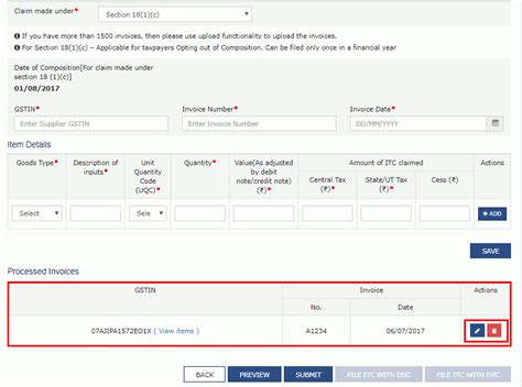 Gst Form Itc 01 Claiming Input Tax Credit Indiafilings