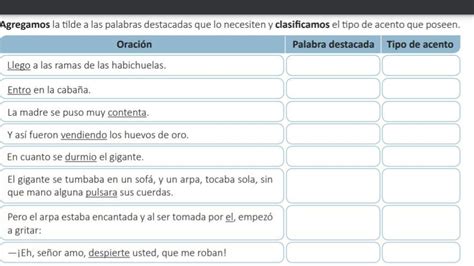 Agregamos La Tilde A Las Palabras Destacadas Que Lo Necesiten Y