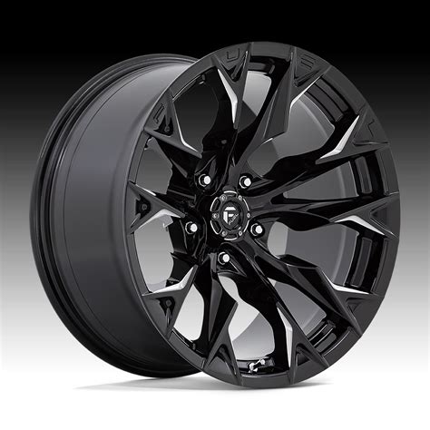 Fuel Flame 5 D803 Gloss Black Milled Custom Truck Wheels D803 Flame