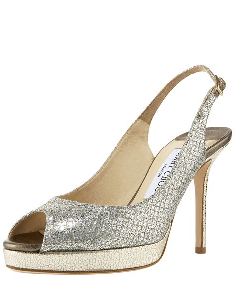 Jimmy Choo Nova Glittered Platform Slingback