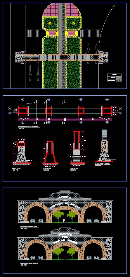 Porton De Ingreso En AutoCAD Librería CAD