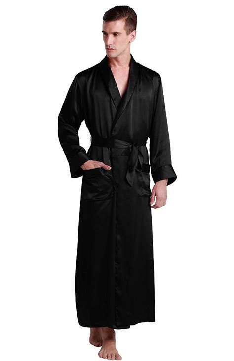 Lilysilk Mens Real Silk Robe Momme Bath Robes Luxury Contrast Full