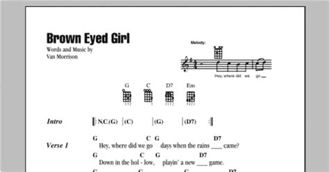 Brown Eyed Girl Ukulele Chords Lyrics Print Sheet Music Now