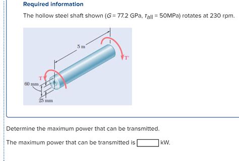 Solved Required Information The Hollow Steel Shaft Shown G Chegg