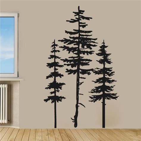 Pine Trees Forest Silhouette Vinyl Wall Decal Sticker Home Etsy In