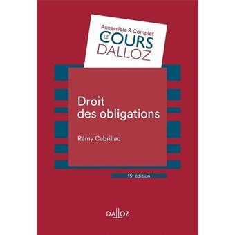 Droit Des Obligations E Ed Me Dition Broch R My Cabrillac