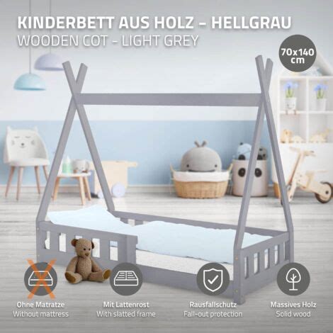 ML Design Kinderbett Tipi Mit Rausfallschutz Und Lattenrost 70x140 Cm