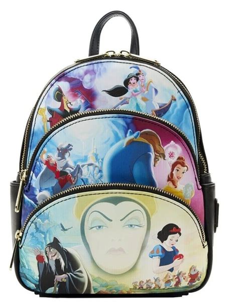 Loungefly Disney Princess Villain Mini Backpack Triple Pocket Scenes