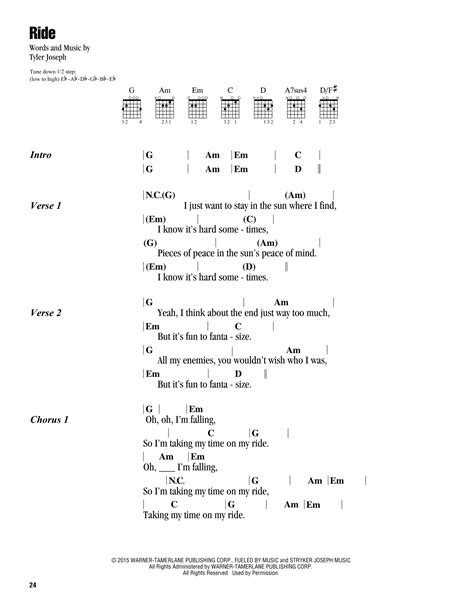 Ride by Twenty One Pilots - Guitar Chords/Lyrics - Guitar Instructor