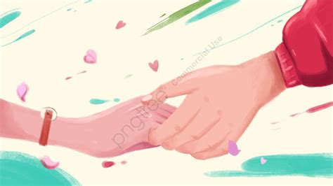 Chinese Valentines Day Couple Holding Hands Illustration Works Holding