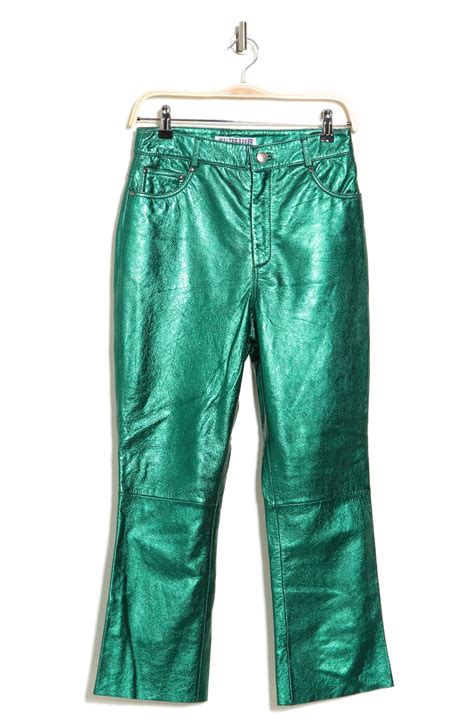 Walter Baker Selma Cropped Flare Leather Pants In Green Lyst