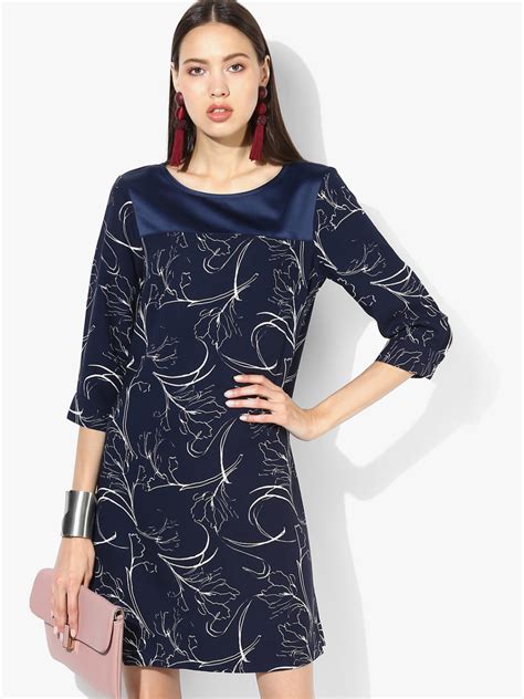 Buy Marks & Spencer Women Navy Blue Printed Dress - Dresses for Women ...