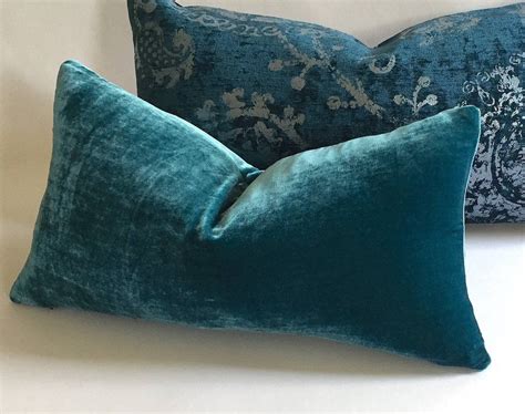 Dark Teal Real Silk Velvet Zipper Pillow Cover Expensive Dark Blue