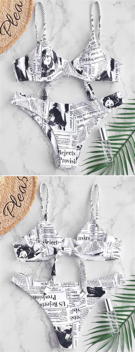 Newspaper Print Underwire Bikini Set Underwire Bikini Set Bikinis