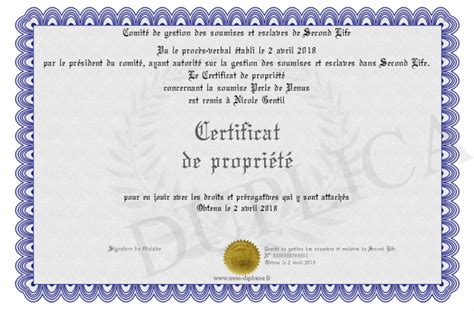 Certificat De Propriete