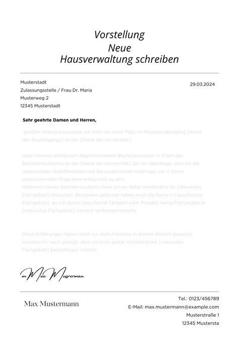 Vorstellung Neue Hausverwaltung Musterschreiben